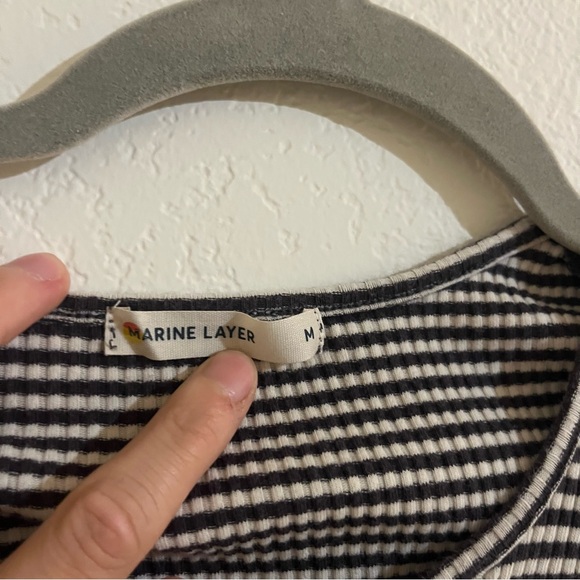 Marine Layer Black & White Striped Henley Maxi Dress - M - Picture 4 of 7